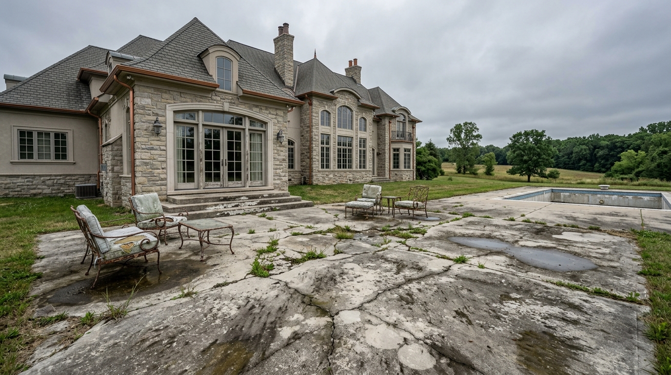 After: Custom hardscape construction with natural stone patio